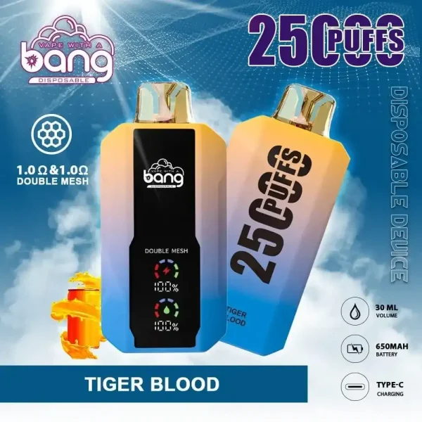 Bang 25K (25000) Puffs LCD Display 30ml E-liquid 650 mAh Battery 0% 2% 3% 5% Nicotine Disposable Vape 4 Bang 25K(25000) Puffs LCD Display 30ml E-liquid 650 mAh Battery 0% 2% 3% 5% Nicotine Disposable Vape