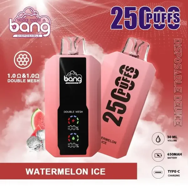 Bang 25K (25000) Puffs LCD Display 30ml E-liquid 650 mAh Battery 0% 2% 3% 5% Nicotine Disposable Vape 2 Bang 25K(25000) Puffs LCD Display 30ml E-liquid 650 mAh Battery 0% 2% 3% 5% Nicotine Disposable Vape