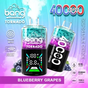 Home 23 Bang Tornado 40K(40000) Puffs Large Smoke DTL Smart LED Display 0% 2% 3% 5% Nicotine 40mL E-liquid Disposable Vape