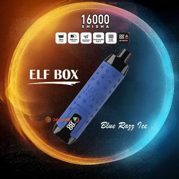ELF Box SHISHA 16000 (16K) Puffs 28ml E-liquid 0% 2% 3% 5% Nicotine LED Display Type-C Rechargeable Leather Disposable Vape Pen 4 ELF BOX SHISHA 16000(16K) Puffs 28ml e-liquid 0% 2% 3% 5% Nicotine LED Display Type-C rechargeable Leather Disposable Vape Pen