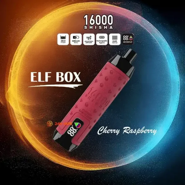 ELF Box SHISHA 16000 (16K) Puffs 28ml E-liquid 0% 2% 3% 5% Nicotine LED Display Type-C Rechargeable Leather Disposable Vape Pen 5 ELF BOX SHISHA 16000(16K) Puffs 28ml e-liquid 0% 2% 3% 5% Nicotine LED Display Type-C rechargeable Leather Disposable Vape Pen