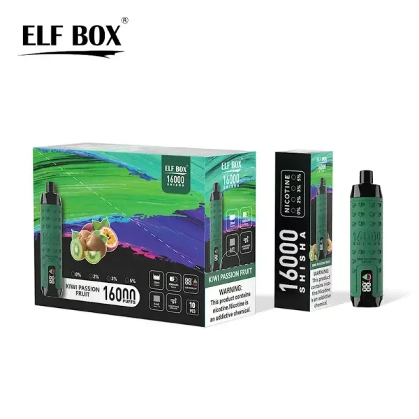 ELF Box SHISHA 16000 (16K) Puffs 28ml E-liquid 0% 2% 3% 5% Nicotine LED Display Type-C Rechargeable Leather Disposable Vape Pen 2 ELF BOX SHISHA 16000(16K) Puffs 28ml e-liquid 0% 2% 3% 5% Nicotine LED Display Type-C rechargeable Leather Disposable Vape Pen