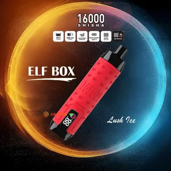 ELF Box SHISHA 16000 (16K) Puffs 28ml E-liquid 0% 2% 3% 5% Nicotine LED Display Type-C Rechargeable Leather Disposable Vape Pen 8 ELF BOX SHISHA 16000(16K) Puffs 28ml e-liquid 0% 2% 3% 5% Nicotine LED Display Type-C rechargeable Leather Disposable Vape Pen