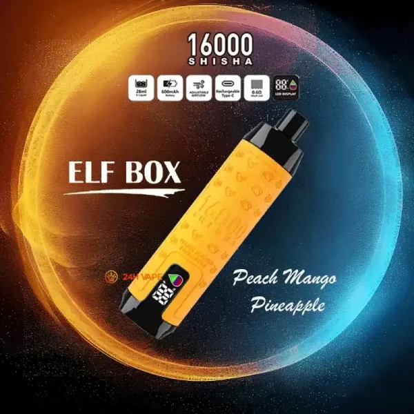 ELF Box SHISHA 16000 (16K) Puffs 28ml E-liquid 0% 2% 3% 5% Nicotine LED Display Type-C Rechargeable Leather Disposable Vape Pen 11 ELF BOX SHISHA 16000(16K) Puffs 28ml e-liquid 0% 2% 3% 5% Nicotine LED Display Type-C rechargeable Leather Disposable Vape Pen
