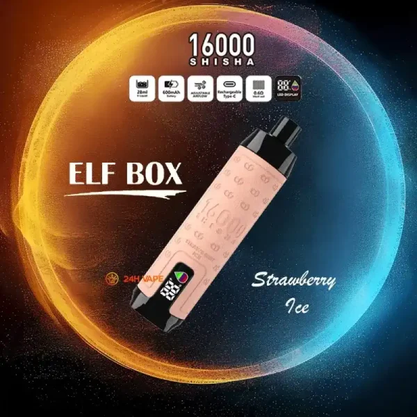 ELF Box SHISHA 16000 (16K) Puffs 28ml E-liquid 0% 2% 3% 5% Nicotine LED Display Type-C Rechargeable Leather Disposable Vape Pen 12 ELF BOX SHISHA 16000(16K) Puffs 28ml e-liquid 0% 2% 3% 5% Nicotine LED Display Type-C rechargeable Leather Disposable Vape Pen