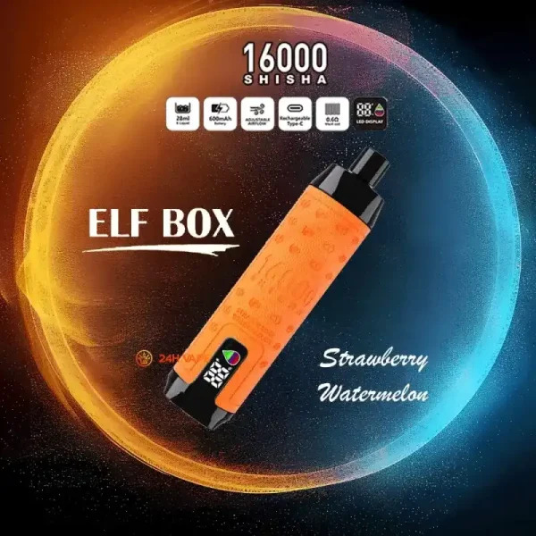 ELF Box SHISHA 16000 (16K) Puffs 28ml E-liquid 0% 2% 3% 5% Nicotine LED Display Type-C Rechargeable Leather Disposable Vape Pen 13 ELF BOX SHISHA 16000(16K) Puffs 28ml e-liquid 0% 2% 3% 5% Nicotine LED Display Type-C rechargeable Leather Disposable Vape Pen