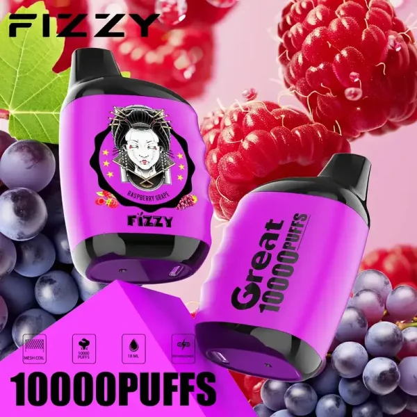 Fizzy Great 10K (10000) Puffs 18ML E-liquid Mesh Coil 650 mAh Battery 2% 5% Nicotine 10flavors Disposable Vape 4 Fizzy Great 10K (10000) Puffs 18ML E-liquid Mesh Coil 650 mAh Battery 2% 5% Nicotine 10flavors Disposable Vape