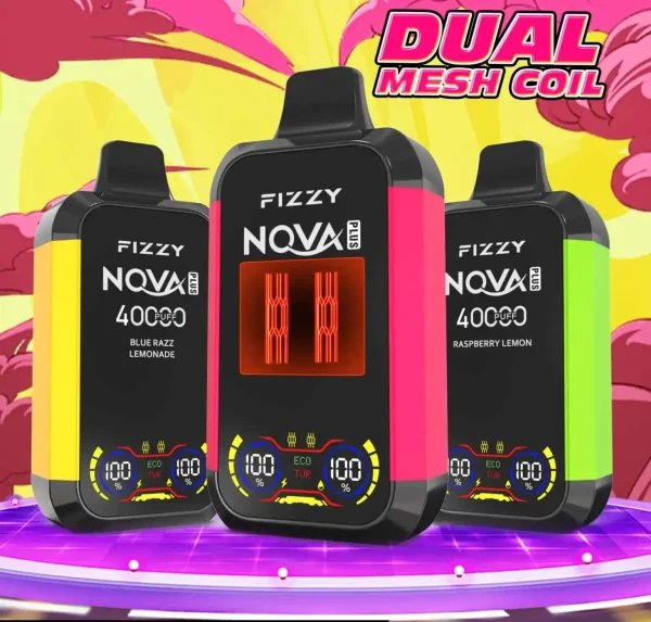 Fizzy Nova Plus 40K (40000) Puffs LCD Display 40ml E-liquid 850 mAh Battery 2% 5% Nicotine 12 Flavors Disposable Vape 1 Fizzy-Nova-Plus-40K-40000-Puffs-Disposable-Vape