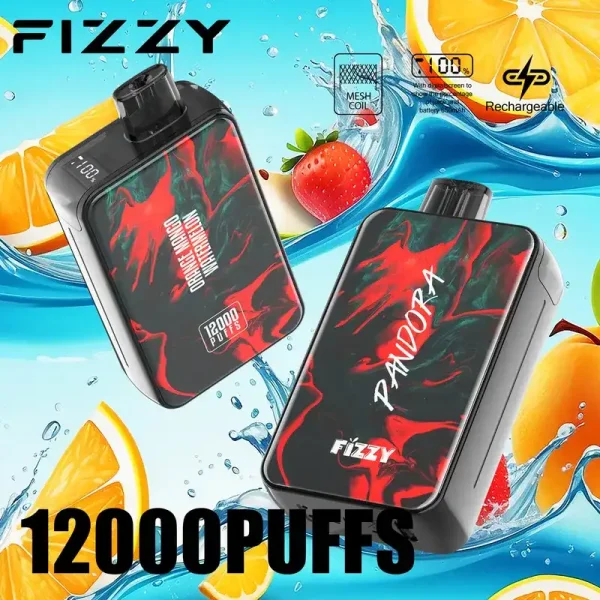 Fizzy Pandora 12K (12000) Puffs 20ML E-liquid LCD Display Mesh Coil 650 mAh Battery 2% 5% Nicotine 12flavors Disposable Vape 1 Fizzy Pandora 12K (12000) Puffs 20ML E-liquid LCD display Mesh Coil 650 mAh Battery 2% 5% Nicotine 12flavors Disposable Vape