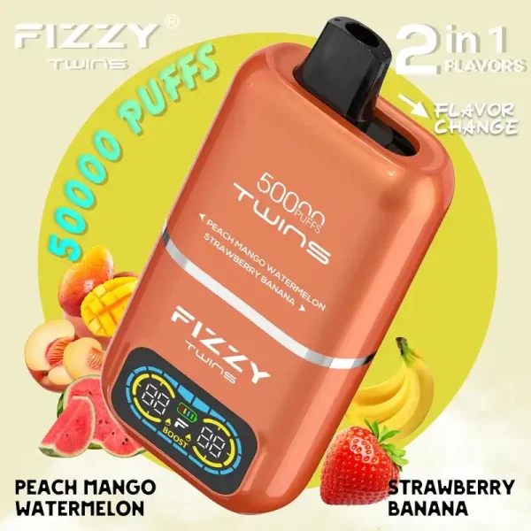 Fizzy Twins 50K (50000) Puffs Dual Flavors 50ML E-liquid Mesh Coil 850 mAh Battery 2% 5% Nicotine LCD Screen Disposable Vape 10 Fizzy Twins 50K (50000) Puffs Dual Flavors 50ML E-liquid Mesh Coil 850 mAh Battery 2% 5% Nicotine LCD Screen Disposable Vape – A New Era in Vaping Innovation