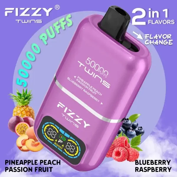 Fizzy Twins 50K (50000) Puffs Dual Flavors 50ML E-liquid Mesh Coil 850 mAh Battery 2% 5% Nicotine LCD Screen Disposable Vape 9 Fizzy Twins 50K (50000) Puffs Dual Flavors 50ML E-liquid Mesh Coil 850 mAh Battery 2% 5% Nicotine LCD Screen Disposable Vape – A New Era in Vaping Innovation