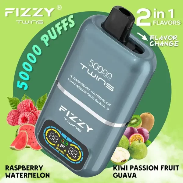 Fizzy Twins 50K (50000) Puffs Dual Flavors 50ML E-liquid Mesh Coil 850 mAh Battery 2% 5% Nicotine LCD Screen Disposable Vape 7 Fizzy Twins 50K (50000) Puffs Dual Flavors 50ML E-liquid Mesh Coil 850 mAh Battery 2% 5% Nicotine LCD Screen Disposable Vape – A New Era in Vaping Innovation
