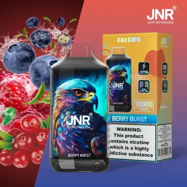JNR Falcon Crystal 16K (16000) Puffs LED Display 2% 5% Nicotine 22ml E-liquid 850mAh Rechargeable Battery Disposable Vape 2 JNR Falcon Crystal 16K (16000) Puffs LED Display 2% 5% Nicotine 22ml E-liquid 850mAh Rechargeable Battery Disposable Vape