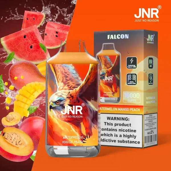 JNR Falcon Crystal 16K (16000) Puffs LED Display 2% 5% Nicotine 22ml E-liquid 850mAh Rechargeable Battery Disposable Vape 33 JNR Falcon Crystal 16K (16000) Puffs LED Display 2% 5% Nicotine 22ml E-liquid 850mAh Rechargeable Battery Disposable Vape