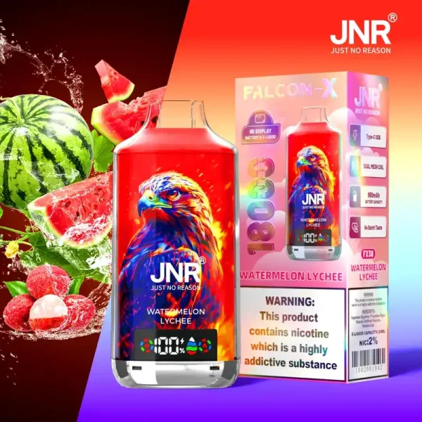 JNR Falcon X 18K (18000) Puffs LED Display 2% Nicotine 24ml E-liquid Disposable Vape 30 JNR Falcon X 18K (18000) Puffs LED Display 2% Nicotine 24ml E-liquid Disposable Vape