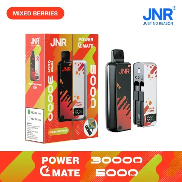 JNR Power Mate 30K (30000) Puffs 30ML E-liquid Smart LCD Screen 2% 5% Nicotine 5000mAh Power Bank Battery Disposable Vape 6 JNR Power Mate 30K (30000) Puffs 30ML E-liquid Smart LCD Screen 2% 5% Nicotine 5000mAh Power Bank Battery Disposable Vape