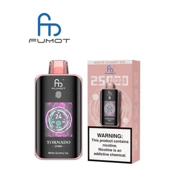 RandM Fumot Tornado 25K (25000) Puffs 3D Curved Screen 2% 5% Nicotine 700mAh Rechargeable Battery Touch Switch Disposable Vape 25 RandM Fumot Tornado 25K (25000) Puffs 3D Curved Screen 2% 5% Nicotine 700mAh Rechargeable Battery  Touch Switch Disposable Vape