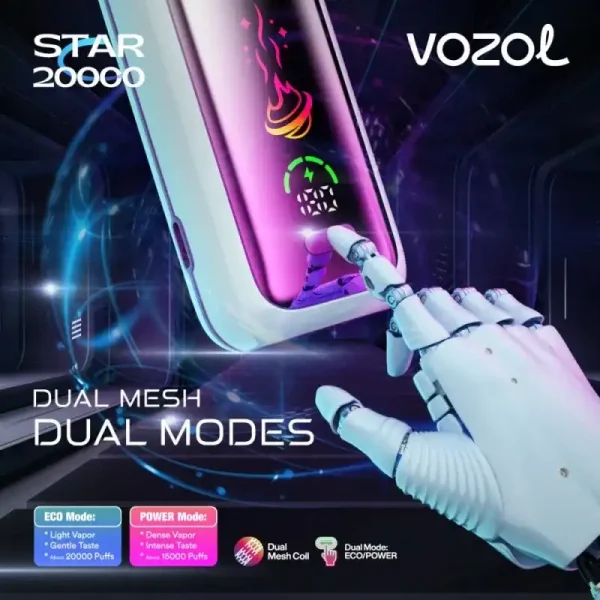 Vozol Star 20K (20000) Puffs Full Screen Display 24mL E-liquid 2% 5% Nicotine Type-C Charging Disposable Vape 6 Vozol Star 20K (20000) Puffs Full Screen Display 24mL E-liquid 2% 5% Nicotine Type-C Charging Disposable Vape