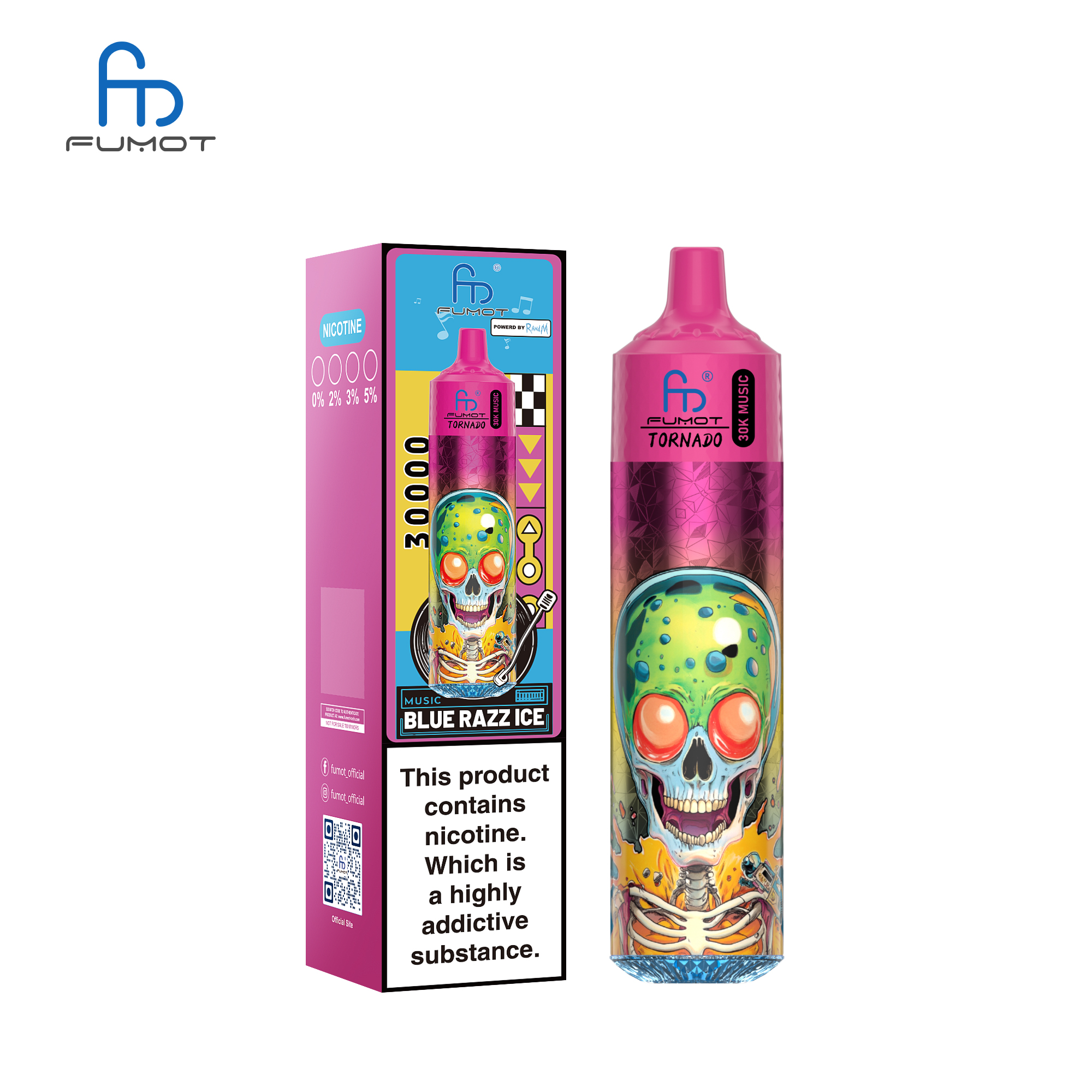 vape-shop.cn RANDM Fumot Tornado 30K(300000) Puffs Music Lighting 2% 5% Nicotine Type-C Charging 30mL of E-liquid Disposable Vape