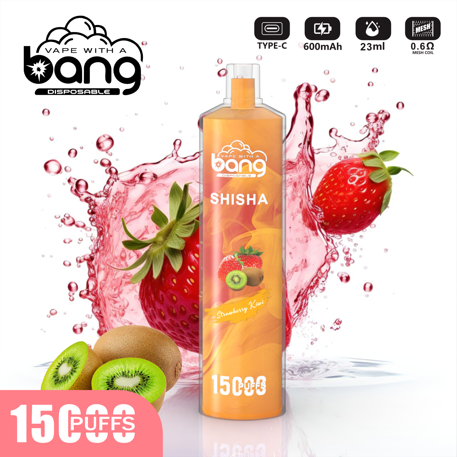 vape-shop.cn Bang SHISHA 15K(15000) Puffs 0% 2% 3% 5% Nicotine 600mAh Battery 23ml Oil Disposable Vape Pen
