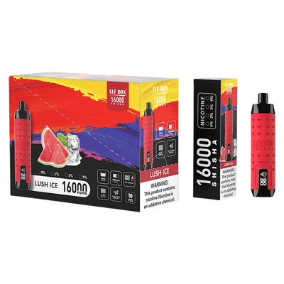 vape-shop.cn ELF BOX SHISHA 16000(16K) Puffs 28ml e-liquid 0% 2% 3% 5% Nicotine LED Display Type-C rechargeable Leather Disposable Vape Pen